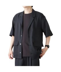 MAC HOUSE(men)(マックハウス（メンズ）)/URBAN COLLECTION アーバンコレクション リネンライクポリエステル 半袖シャツ 4971573/チャコール