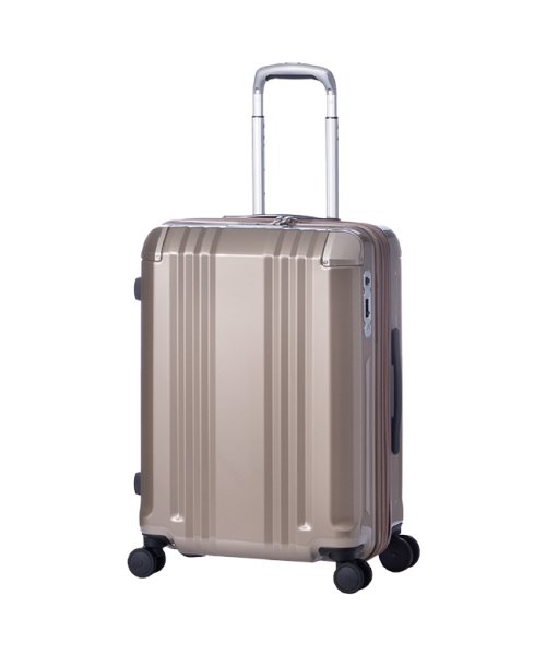ASIA LUGGAGE(アジアラゲージ)/アジアラゲージ デカかるEdge スーツケース Mサイズ 52L 60L 拡張機能付き 軽量 超軽量 静音 ストッパー ALI－088－22W キャリーケース/シャンパンゴールド