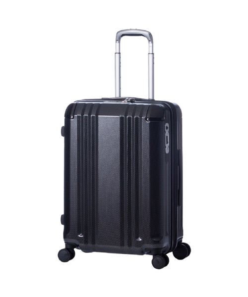 ASIA LUGGAGE(アジアラゲージ)/アジアラゲージ デカかるEdge スーツケース Mサイズ 52L 60L 拡張機能付き 軽量 超軽量 静音 ストッパー ALI－088－22W キャリーケース/ブラック