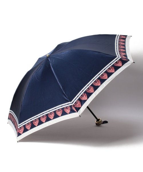 LANVIN en Bleu(umbrella)(ランバンオンブルー（傘）)/折りたたみ傘　プリントハート/ネイビーブルー