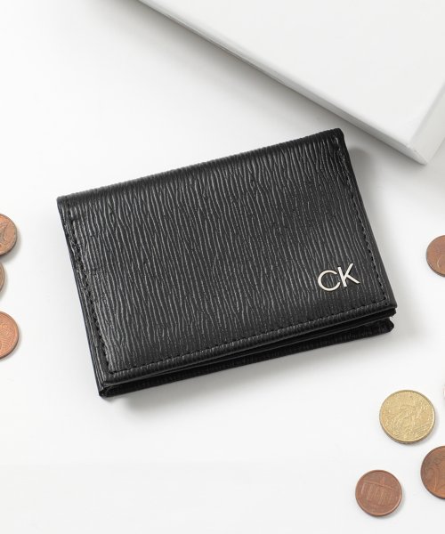 Calvin Klein(カルバンクライン)/【Calvin Klein / カルバンクライン】CARD CASE ワンポイント レザー カードケース 父の日 ギフト プレゼント 贈り物 名刺入れ/ブラック 