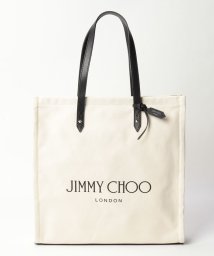 JIMMY CHOO(ジミーチュウ)/【JIMMY CHOO】ジミーチュウ トートバッグ LOGOTOTE FFQ キャンバスレザー BLACK 鞄 レディース/NATURAL/BLACK