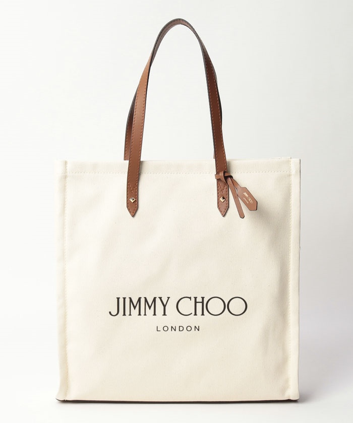 【JIMMY CHOO】ジミーチュウ トートバッグ LOGOTOTE FFQ キャンバスレザー BLACK 鞄 レディース