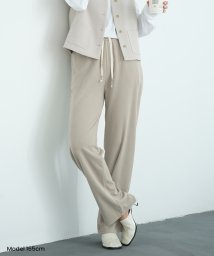 SEU/ひんやり涼しいリブワイドパンツ ストレートパンツ 体型カバー リラックスパンツ ワンマイルウェア カジュアル 韓国ファッション/505335591