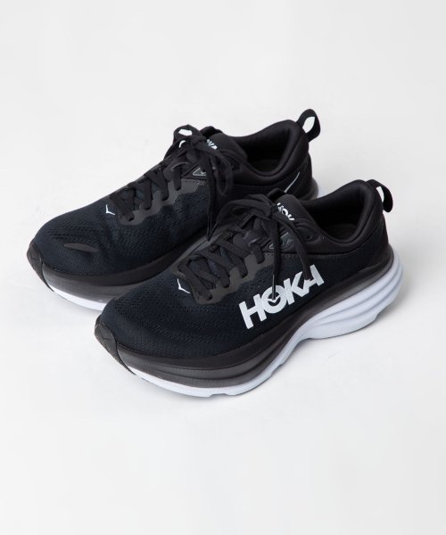 HOKA ONE ONE(ホカオネオネ)/ホカ HOKA 1127954 スニーカー W BONDI 8 WIDE レディース シューズ ボンダイ 8 ワイド ホカオネオネ 靴 ブラック ホワイト 22/ブラック系1