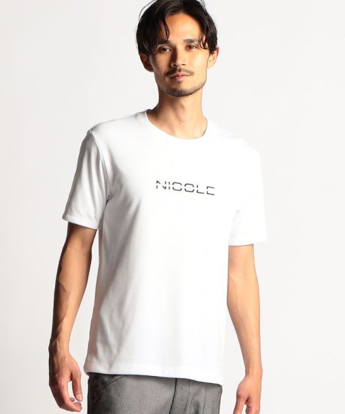 NICOLE CLUB FOR MEN(ニコルクラブフォーメン)/ロゴ刺繍半袖Ｔシャツ/09ホワイト