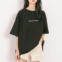 miniministore(ミニミニストア)/Tシャツ 半袖 レディーストップス 韓国/ブラック