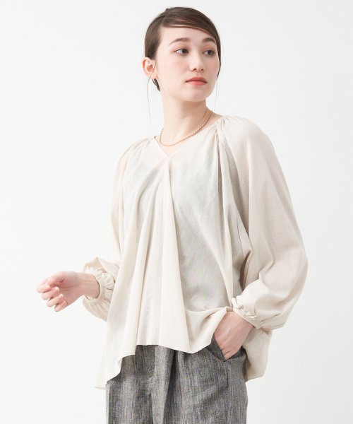 MICA&DEAL(マイカアンドディール)/tulle gather blouse/OFF WHITE