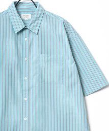 LAZAR/【Lazar】Oversize T/C Broad Stripe Shirt/オーバーサイズ T/Cブロード ストライプ レギュラーカラー 半袖シャツ メンズ/505322496