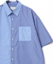 LAZAR(ラザル)/【Lazar】Oversize T/C Broad Stripe Shirt/オーバーサイズ T/Cブロード ストライプ レギュラーカラー 半袖シャツ メンズ/柄A