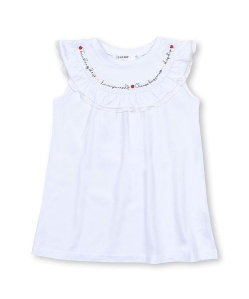 SLAP SLIP(スラップスリップ)/刺しゅうフリル襟AラインTシャツ(80~130cm)/ホワイト