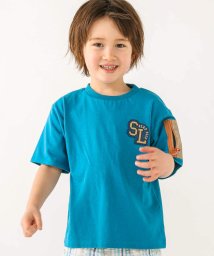 SLAP SLIP(スラップスリップ)/カレッジロゴ風プリント袖ポケット付半袖Tシャツ(90~130cm)/ブルー