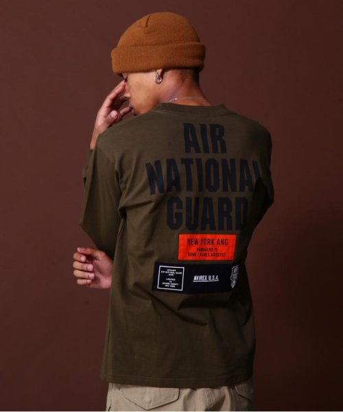 AVIREX(AVIREX)/《COLLECTION》AIR NATIONAL GUARD PATCH & PRINT L/オリーブ