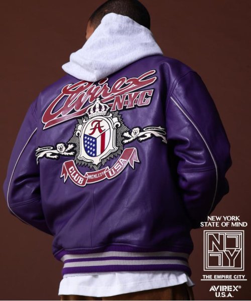 AVIREX(AVIREX)/《COLLECTION》VARSITY JACKET CROWN LOGO / バーシティジャケット/パープル