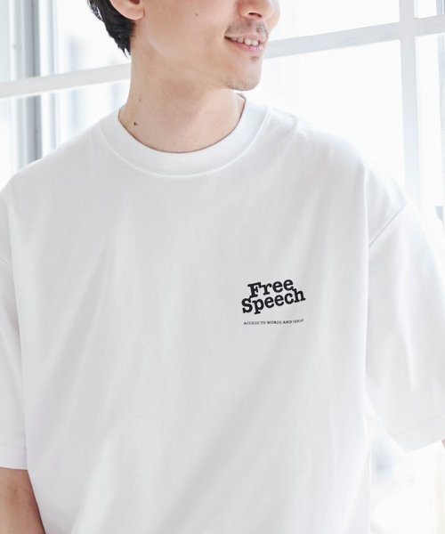 coen(coen)/Free　Speech（フリースピーチ）別注プリントTシャツ/WHITE