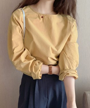 Dewlily/ラウンドネックブラウス レディース トップス シャツ 長袖 春服 夏服 秋服 韓国ファッション 10代 20代 30代 オフィスカジュアル スクール/505340527