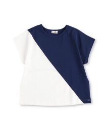 BRANSHES(ブランシェス)/【WEB限定】切替配色半袖Tシャツ/ネイビーブルー