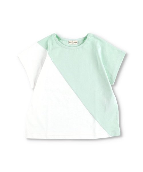 BRANSHES(ブランシェス)/【WEB限定】切替配色半袖Tシャツ/ライトグリーン
