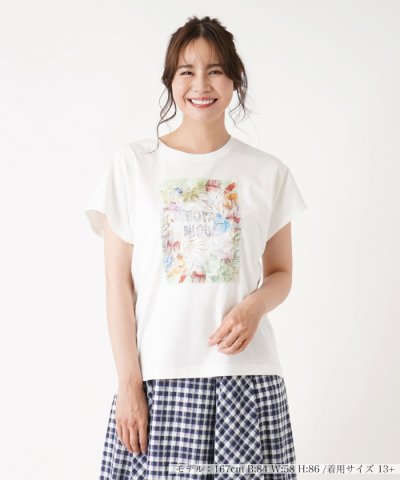 ボタニカル刺繍Tシャツ【Leilian WHITE LABEL】