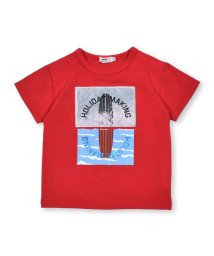 WASK(ワスク)/【接触冷感】サーフボードプリントパッチワークTシャツ(100~160cm)/レッド