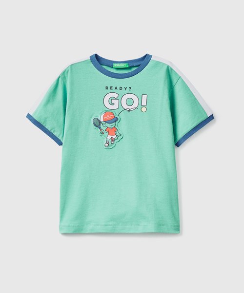 BENETTON (UNITED COLORS OF BENETTON BOYS)(ユナイテッド　カラーズ　オブ　ベネトン　ボーイズ)/キッズテニスボール半袖Tシャツ・カットソーB/グリーン