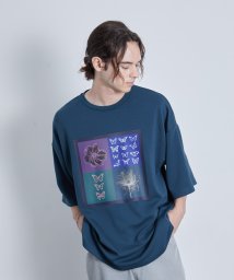 JUNRed(ジュンレッド)/ButterflyプリントTシャツ/ブルー（44）