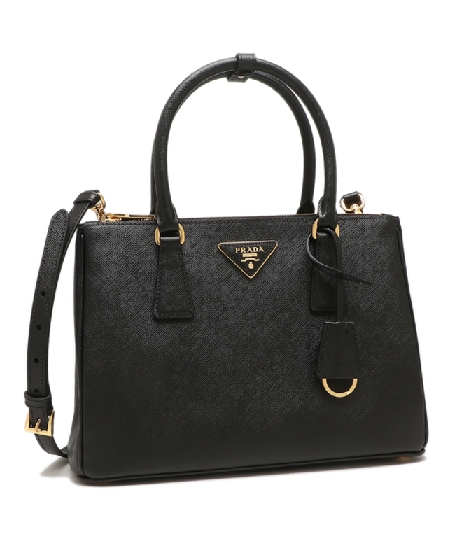 プラダ ハンドバッグ ショルダーバッグ ガレリア Mサイズ トライアングルロゴ ブラック レディース PRADA 1BA863 NZV EOO  F0002