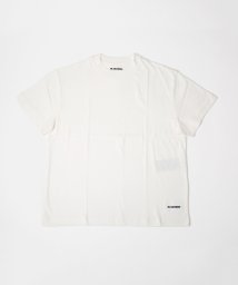 Jil Sander(ジル・サンダー)/ジルサンダー プラス JIL SANDER+ J40GC0001 J45048 Tシャツ メンズ レディース 半袖 ラウンドネック ロゴラベル 黒 白 カジュア/ホワイト