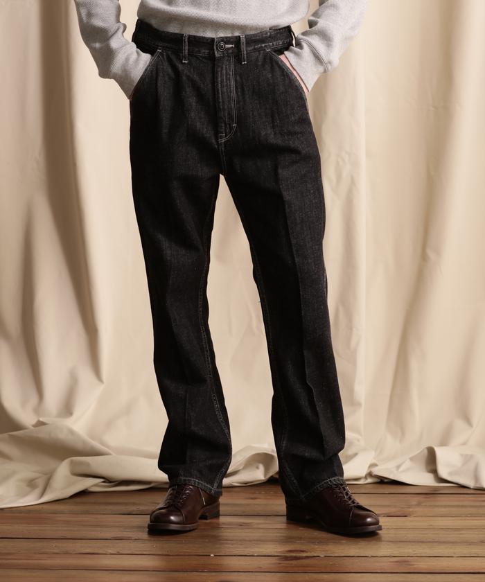 NEP BLACK DENIM FLARE PANTS/ネップデニム フレアパンツ(505341096