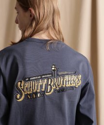 Schott(ショット)/LS T－SHIRT BARBER EMB/"バーバーロゴ" 刺繍ロングスリーブTシャツ/ネイビー