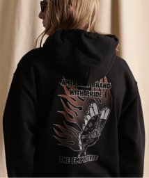 Schott(ショット)/HOODED SWEAT FIRE BUTTERFLY/ファイアーバタフライ パーカー/ブラック