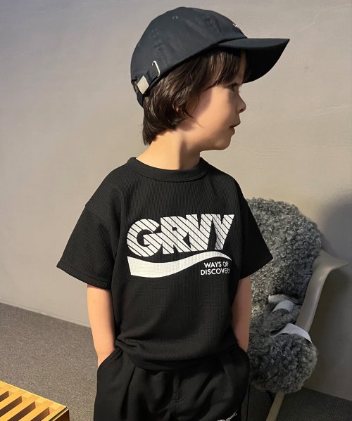 GROOVY COLORS(グルービーカラーズ)/DRY－X ワッフル BIG Tシャツ/ブラック