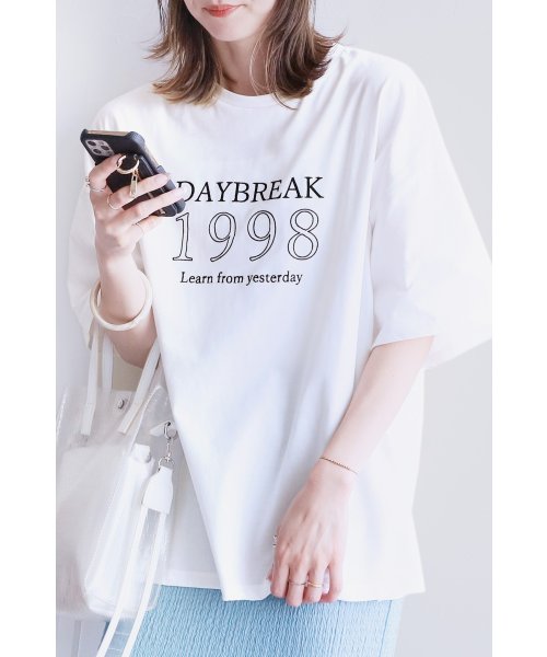 reca(レカ)/フチドリロゴ刺繍ビッグTシャツ(day252667) /オフホワイト