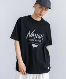 Rocky Monroe(ロッキーモンロー)/NANGA ナンガ Tシャツ 半袖 メンズ レディース コラボ オーバーサイズ ビッグシルエット ルーズ ワイド ゆったり バス フィッシング クルーネック リ/ブラック