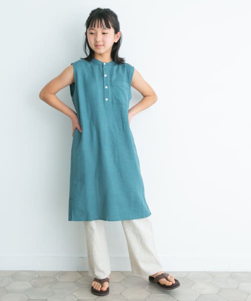 URBAN RESEARCH DOORS（Kids）(アーバンリサーチドアーズ（キッズ）)/『WEB/一部店舗限定』リネンレーヨンノースリーブワンピース(KIDS)/BLUE