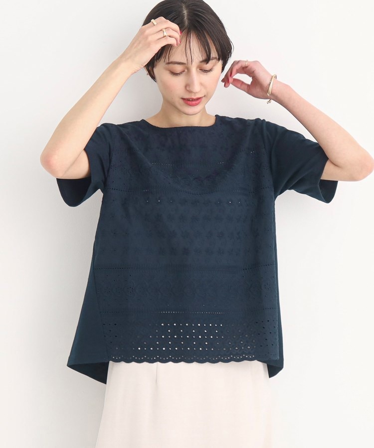 フェミニンなフラワー刺繍】異素材Tシャツ(505342557) | シューラルー