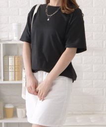 Lace Ladies(レースレディース)/【選べるネックライン】ゆるシルエット半袖カラーTシャツ/ブラック系1