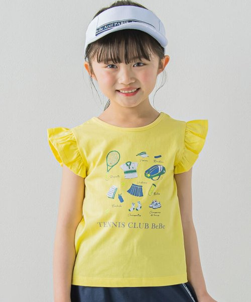 BeBe(ベベ)/テニスプリントバッククロスTシャツ(90~150cm)/イエロー