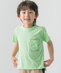 BeBe(ベベ)/【接触冷感】胸ポケット付きラグランスリーブTシャツ(90~150cm)/グリーン