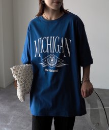 Riberry(リベリー)/MICHIGAN カレッジ pt 半袖BIGTシャツ/ブルー