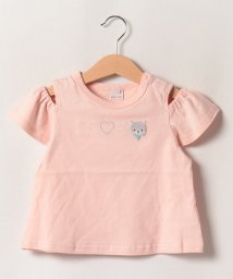petit main(プティマイン)/【リンク/接触冷感】ハート猫Tシャツ/ライトピンク