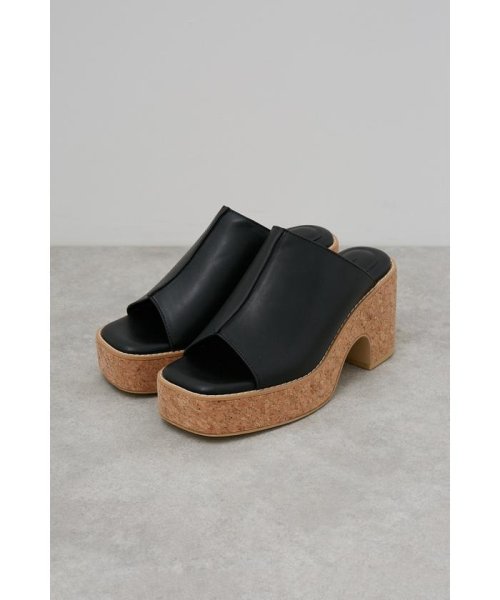 AZUL by moussy(アズールバイマウジー)/CENTER SEAM CORK WEDGE SANDALS/BLK