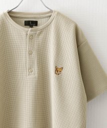 ZIP FIVE/動物刺繍 肉厚ワッフル クルー＆ヘンリー 半袖Tシャツ/505345063