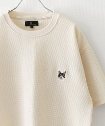 ZIP FIVE(ジップファイブ)/動物刺繍 肉厚ワッフル クルー＆ヘンリー 半袖Tシャツ/アイボリー系2