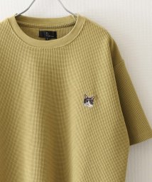 ZIP FIVE(ジップファイブ)/動物刺繍 肉厚ワッフル クルー＆ヘンリー 半袖Tシャツ/イエロー系2