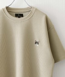 ZIP FIVE(ジップファイブ)/動物刺繍 肉厚ワッフル クルー＆ヘンリー 半袖Tシャツ/ベージュ系2
