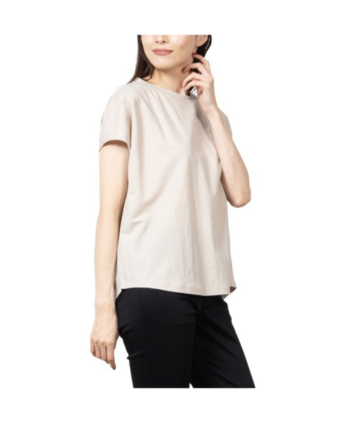 MAC HOUSE(women)(マックハウス（レディース）)/NAVY ネイビー SARARI 冷感フレンチスリーブTシャツ MH836－717/ベージュ