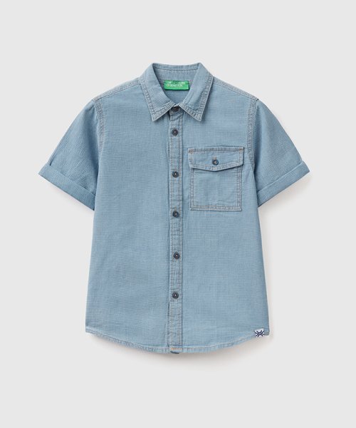 BENETTON (UNITED COLORS OF BENETTON BOYS)(ユナイテッド　カラーズ　オブ　ベネトン　ボーイズ)/【セットアップ対応商品】キッズポケット半袖シャツB/ブルー