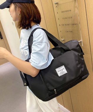 shopnikoniko/折りたたみ 旅行用 ボストンバッグ 【即納】 鞄 バッグ トートバッグ トラベルバッグ キャリーオンバッグ 1段式 ロゴ 英字 収納バッグ 大容量 撥水 旅行 /505345816