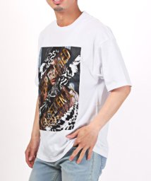 LUXSTYLE(ラグスタイル)/ガールズフォト転写エンボスTシャツ/Tシャツ メンズ 半袖 ガールズフォト 虎 タイガー エンボス ロゴ アニマル/ホワイト